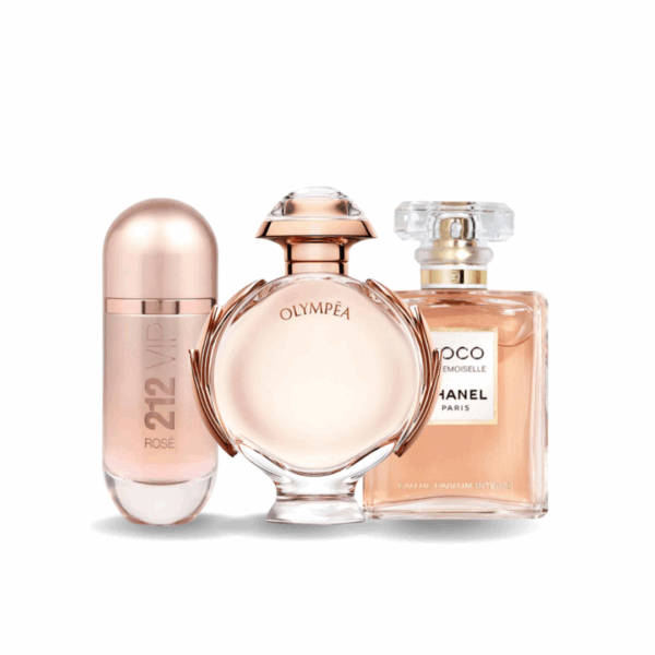 Coffret Exclusif 3 Parfums – 212 VIP Rosé de Carolina Herrera, Olympea de Paco Rabanne & Coco Mademoiselle de Chanel [100 ml]