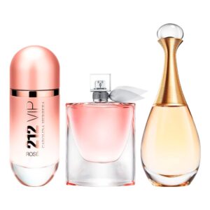 Coffret Exclusif 3 Parfums – 212 VIP Rosé, La Vie Est Belle & J’adore [100 ml]