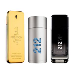 Coffret Exclusif 3 Parfums – 1 Million de Paco Rabanne, 212 Men & 212 VIP Black de Carolina Herrera [100 ml]