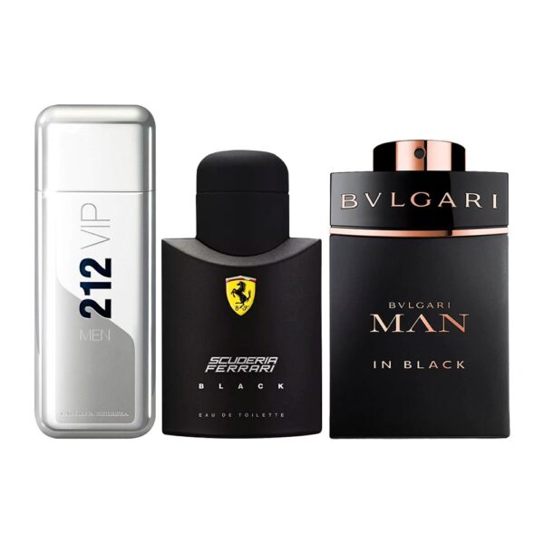 Coffret Exclusif 3 Parfums – 212 VIP, Ferrari Black & Bvlgari Man In Black [100 ml]